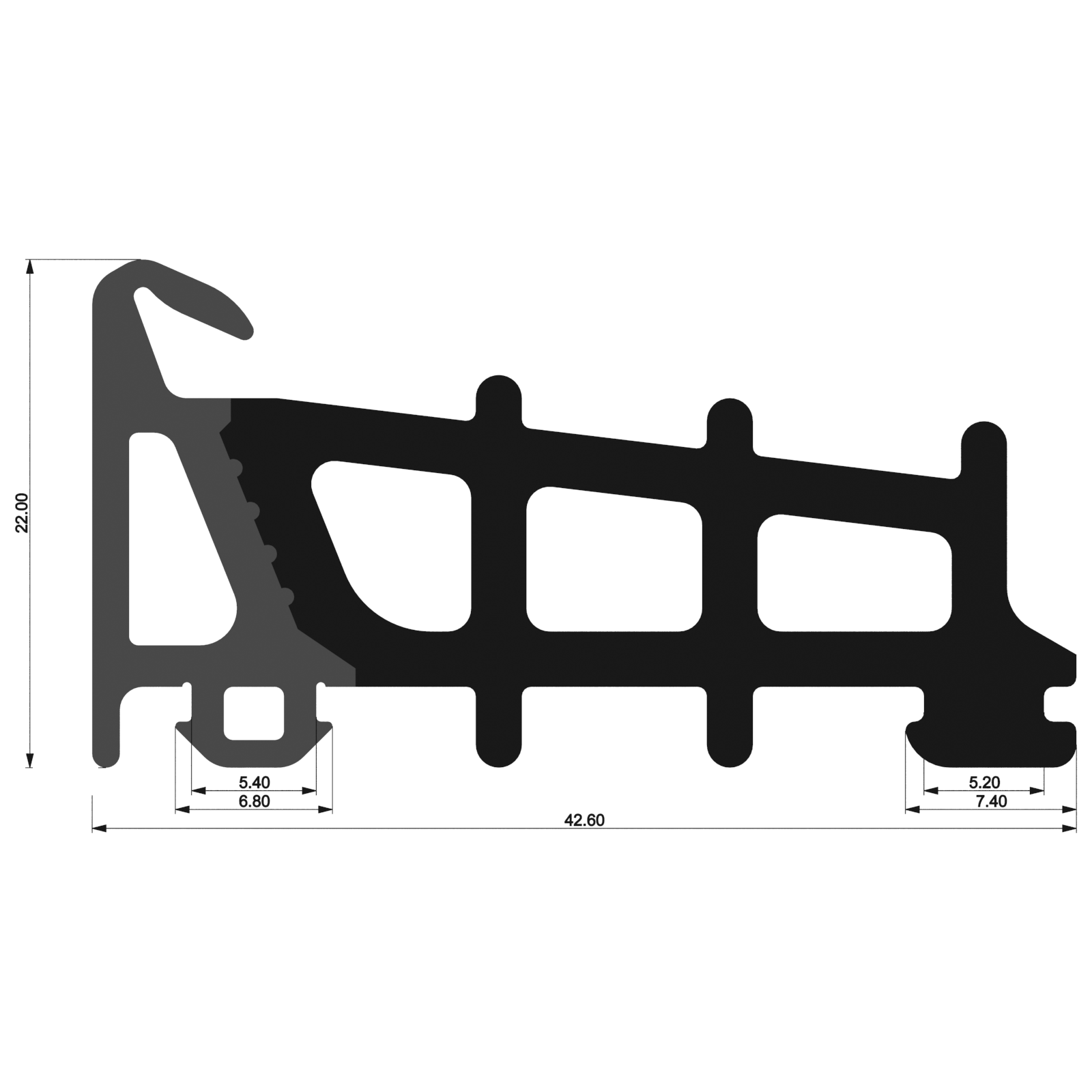 Уплотнитель для алюминиевых окон и дверей E04 030