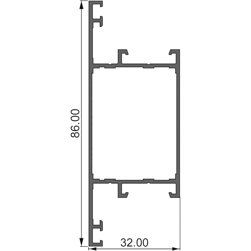 Алюминиевый профиль 390032 |  большой импост перегородки