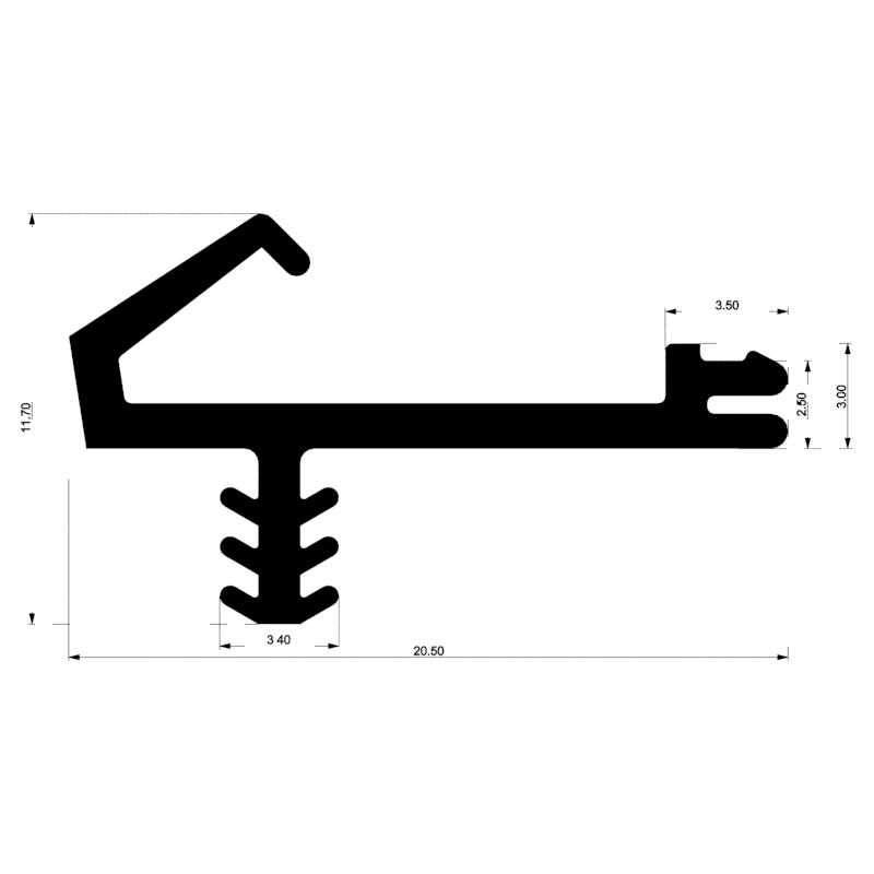 Уплотнитель для алюминиевых окон и дверей E00 016 03