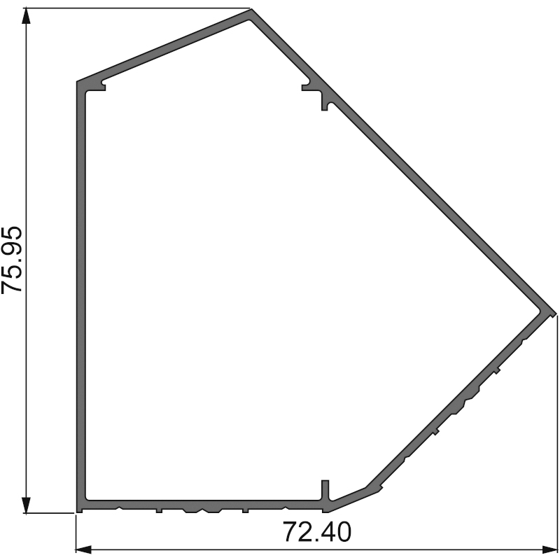 Алюминиевый профиль 381 009 | угловая стойка 45º перегородки одинарное остекление