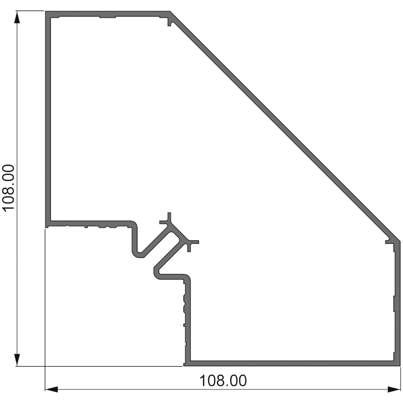 Алюминиевый профиль 381 010 | угловая стойка 270º перегородки