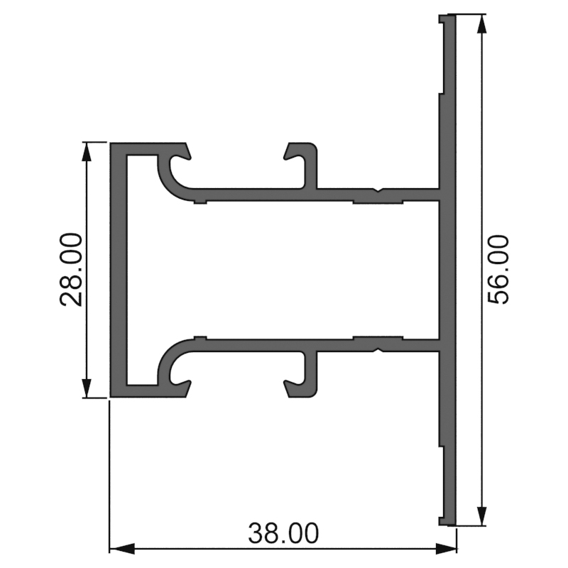 Алюминиевый профиль 390004 |  ригель 38мм