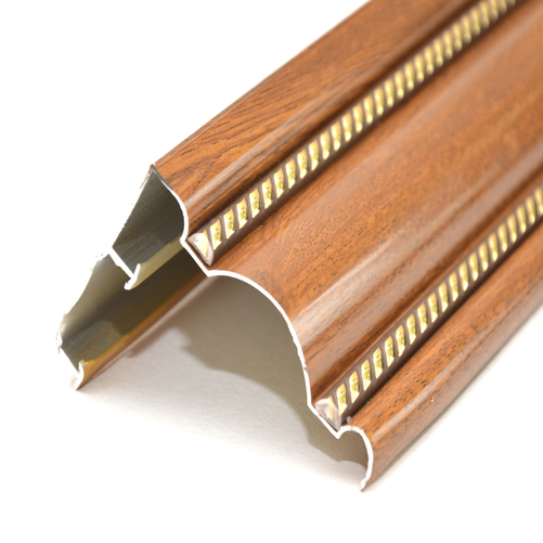 КАРНИЗ АЛЮМИНИЕВЫЙ  ДВУХРЯДНЫЙ, ДЕКОР "ОРЕХ",ДВОЙНОЙ МОЛДИНГ 3,5 М 801035