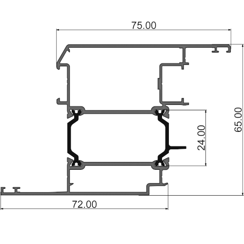 Створка окна 75мм (фурн-й паз 16мм) 315 С06