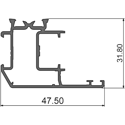 Алюминиевый профиль створки внутренний 315013 | Створка окна 47,5мм (фурн-й паз 16мм)