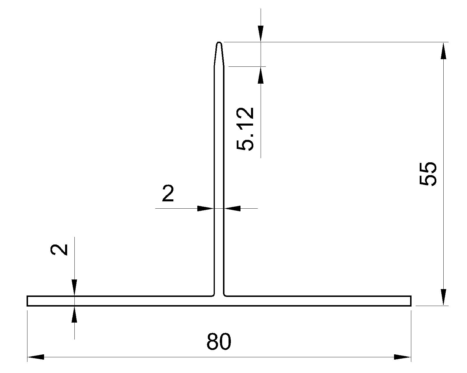 АЛЮМИНИЕВЫЙ ПРОФИЛЬ ТАВР 55Х80 N0200