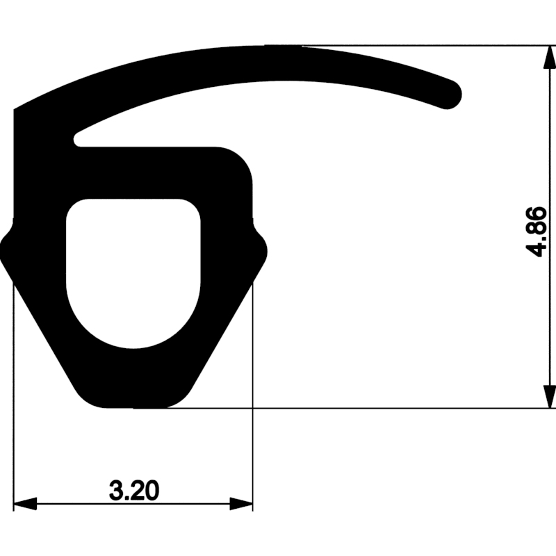 Уплотнитель для алюминиевых окон и дверей E00 005 03