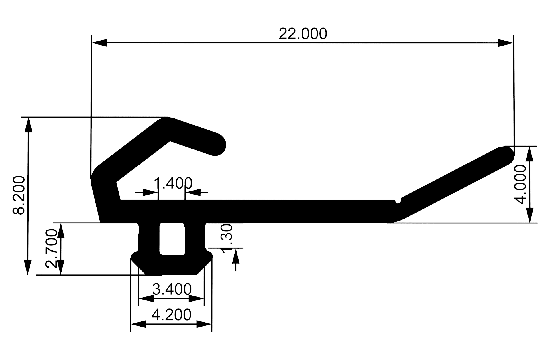 Уплотнитель для алюминиевых окон и дверей E00 007 03