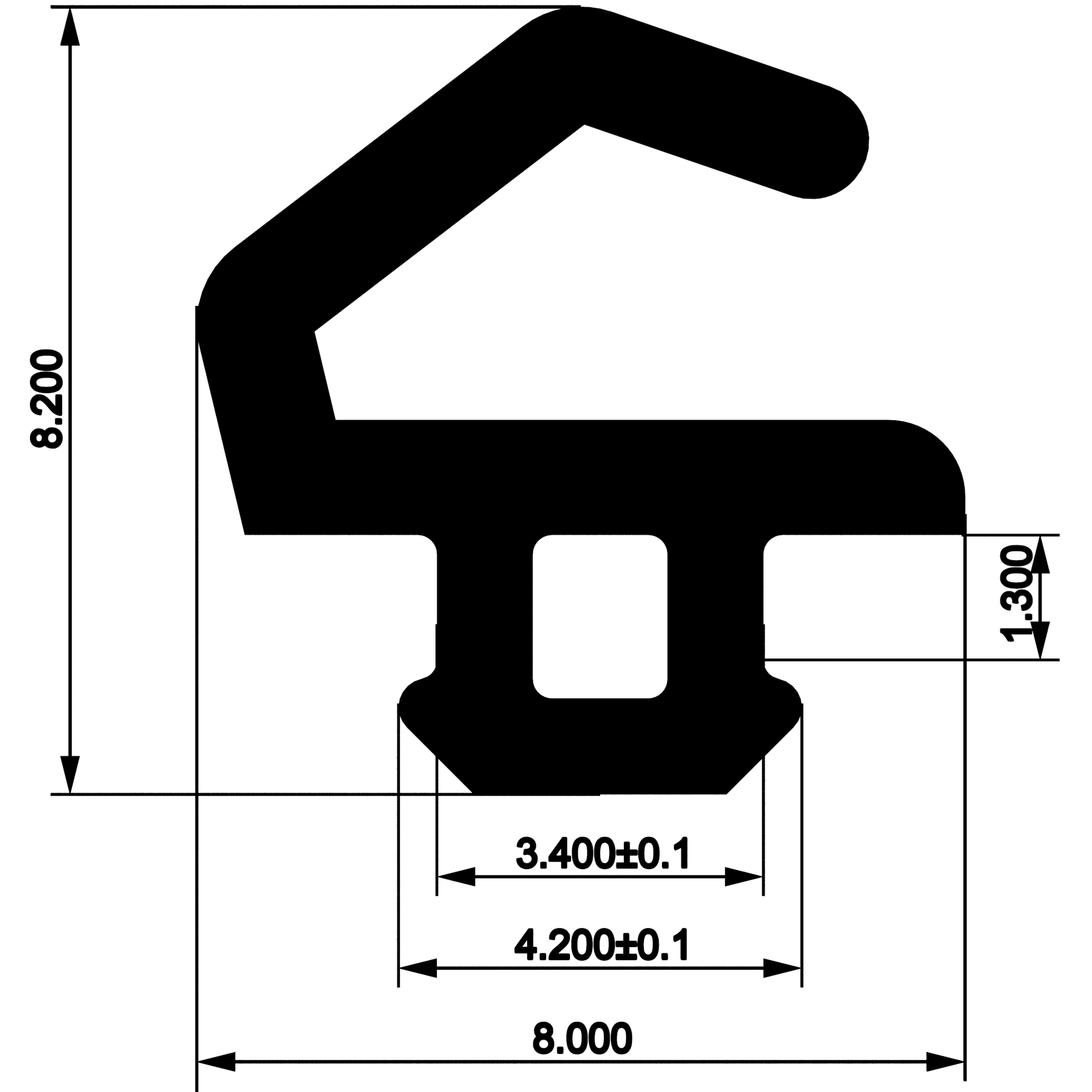 Уплотнитель для алюминиевых фасадов E00 008 03