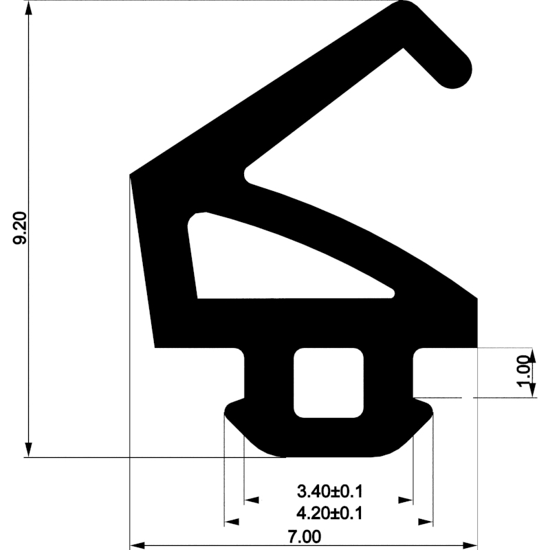 Уплотнитель для алюминиевых фасадов E00 011 03