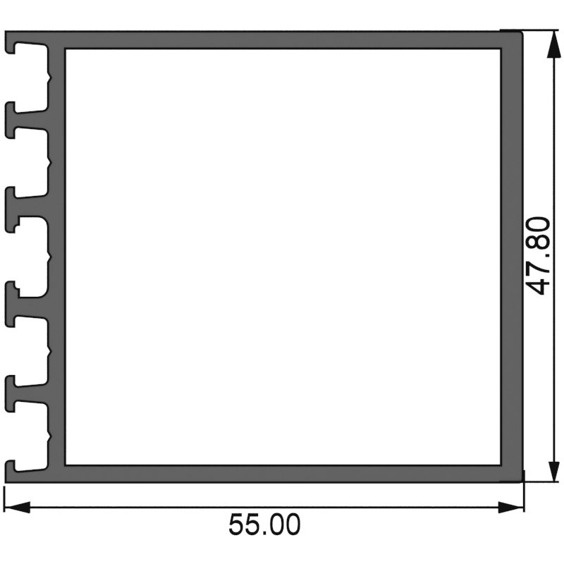 Алюминиевый профиль 148 003 | стойка-ригель 55 мм