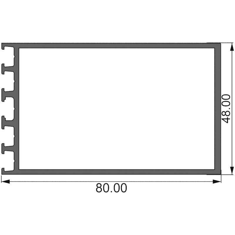 Алюминиевый профиль 148 004 | стойка-ригель 80 мм