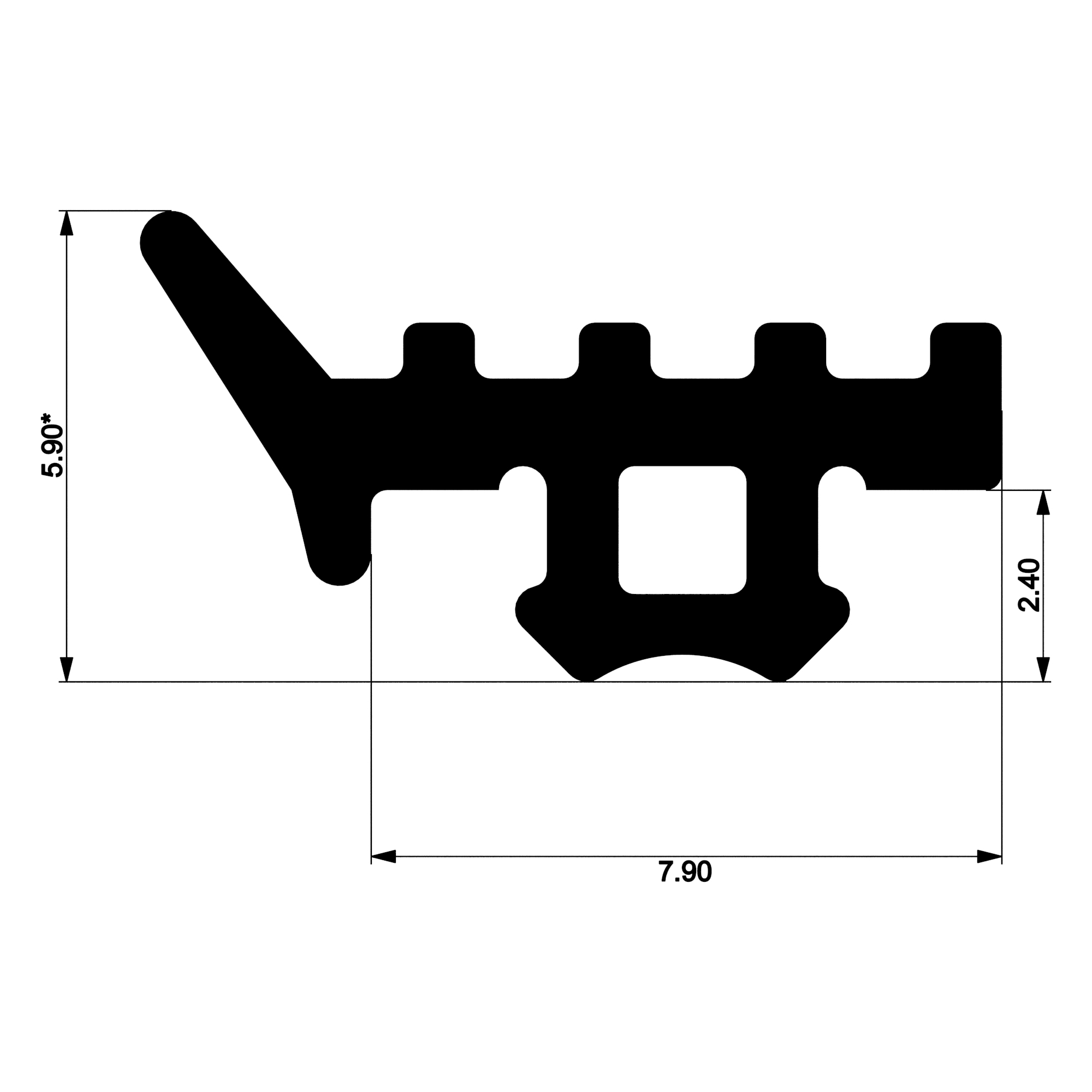 Уплотнитель для алюминиевых фасадов E02 019 03
