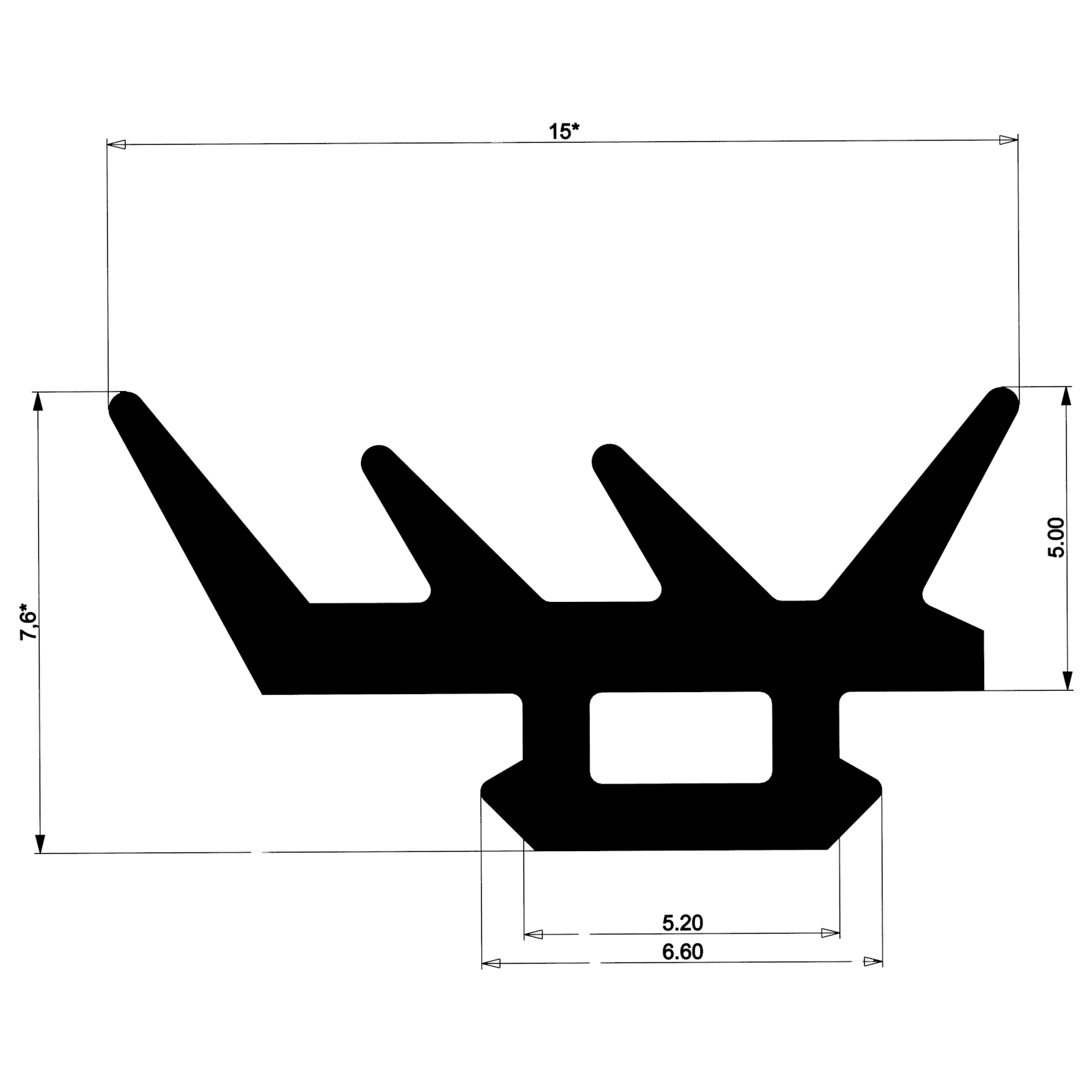 Уплотнитель для алюминиевых фасадов E02 020 03