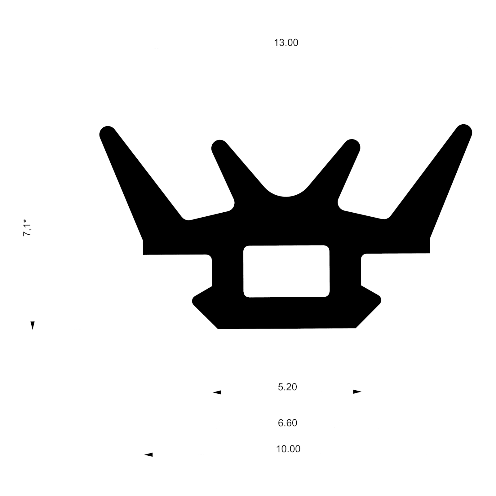 Уплотнитель для алюминиевых фасадов E02 024 03