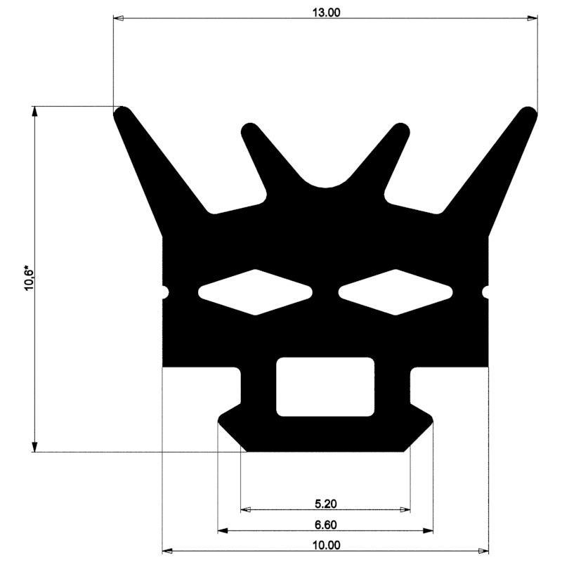 Уплотнитель для алюминиевых фасадов E02 026 03