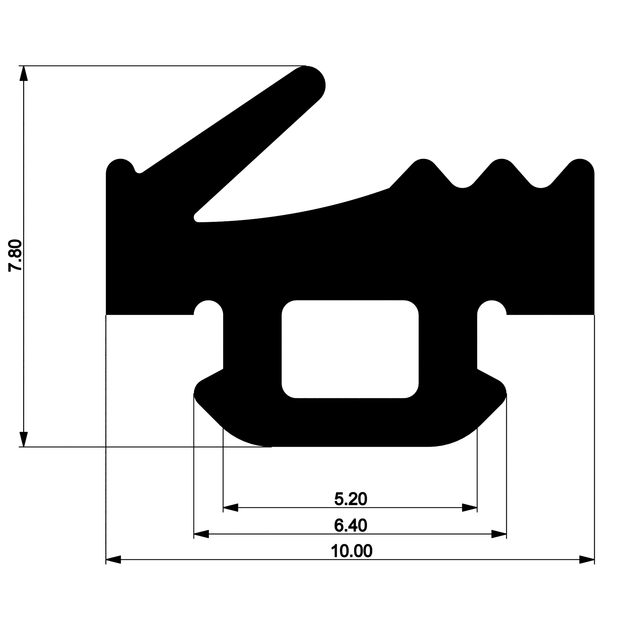 Уплотнитель для алюминиевых фасадов E02 038 03