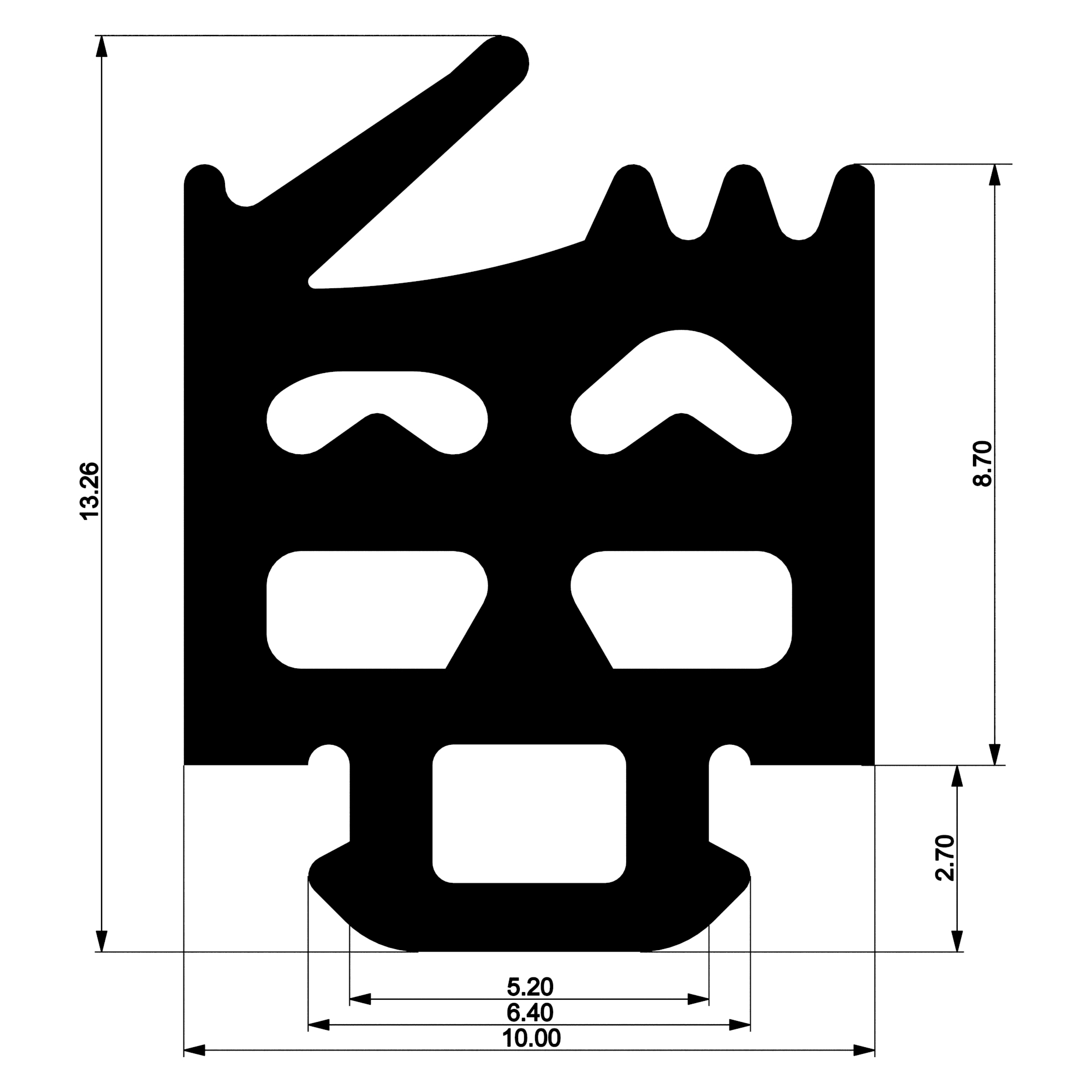 Уплотнитель для алюминиевых фасадов E02 039 03
