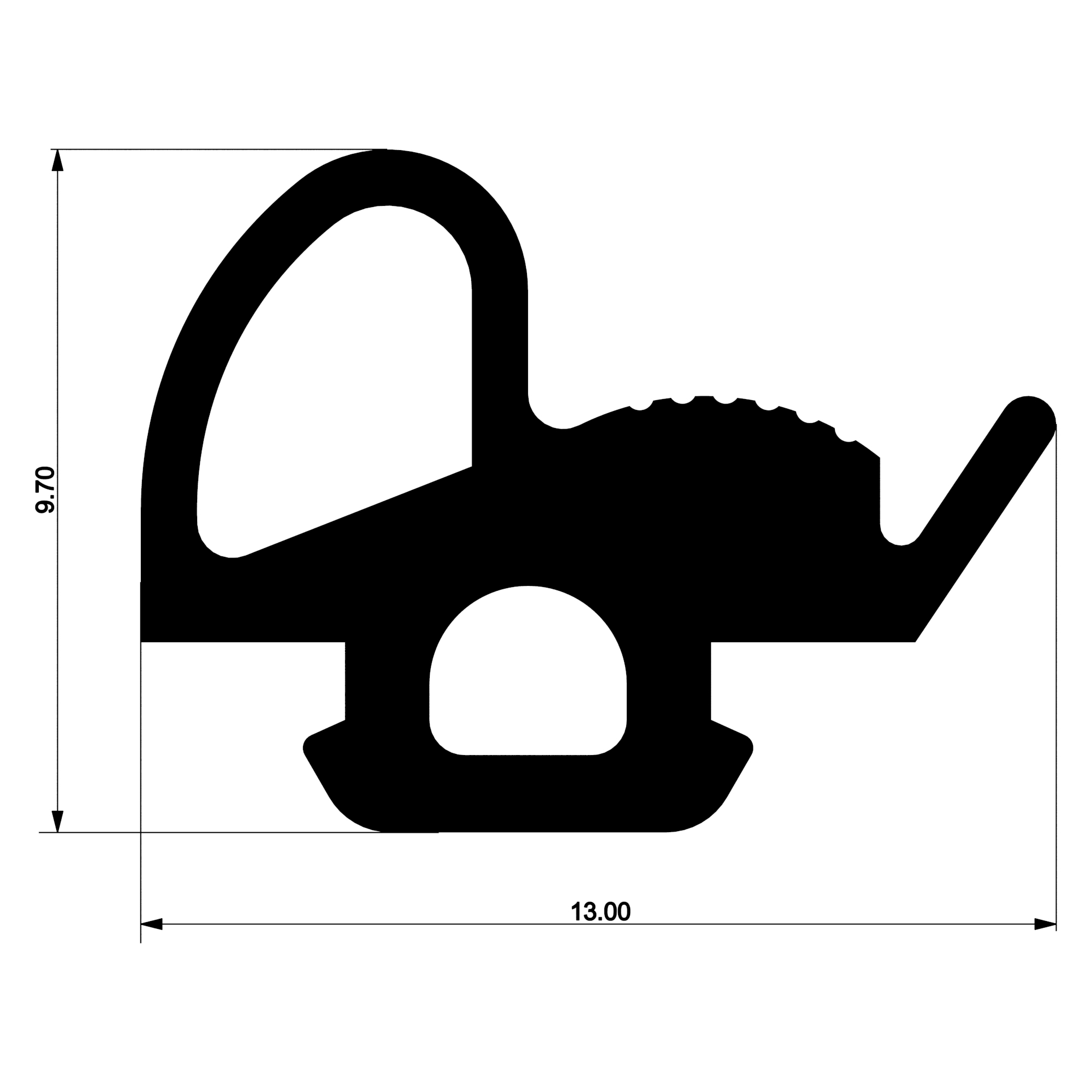 Уплотнитель для алюминиевых фасадов E02 041 03