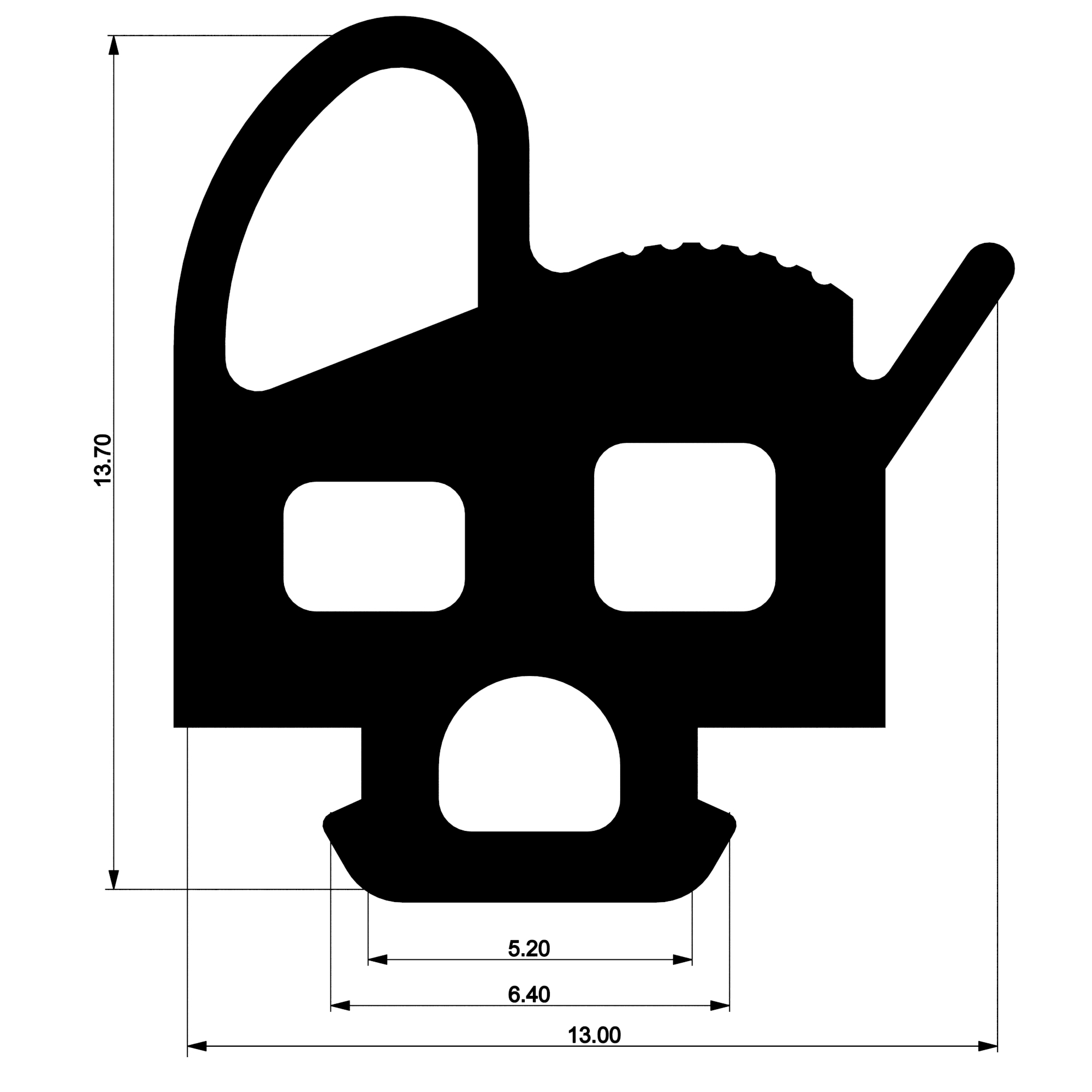 Уплотнитель для алюминиевых фасадов E02 042 03