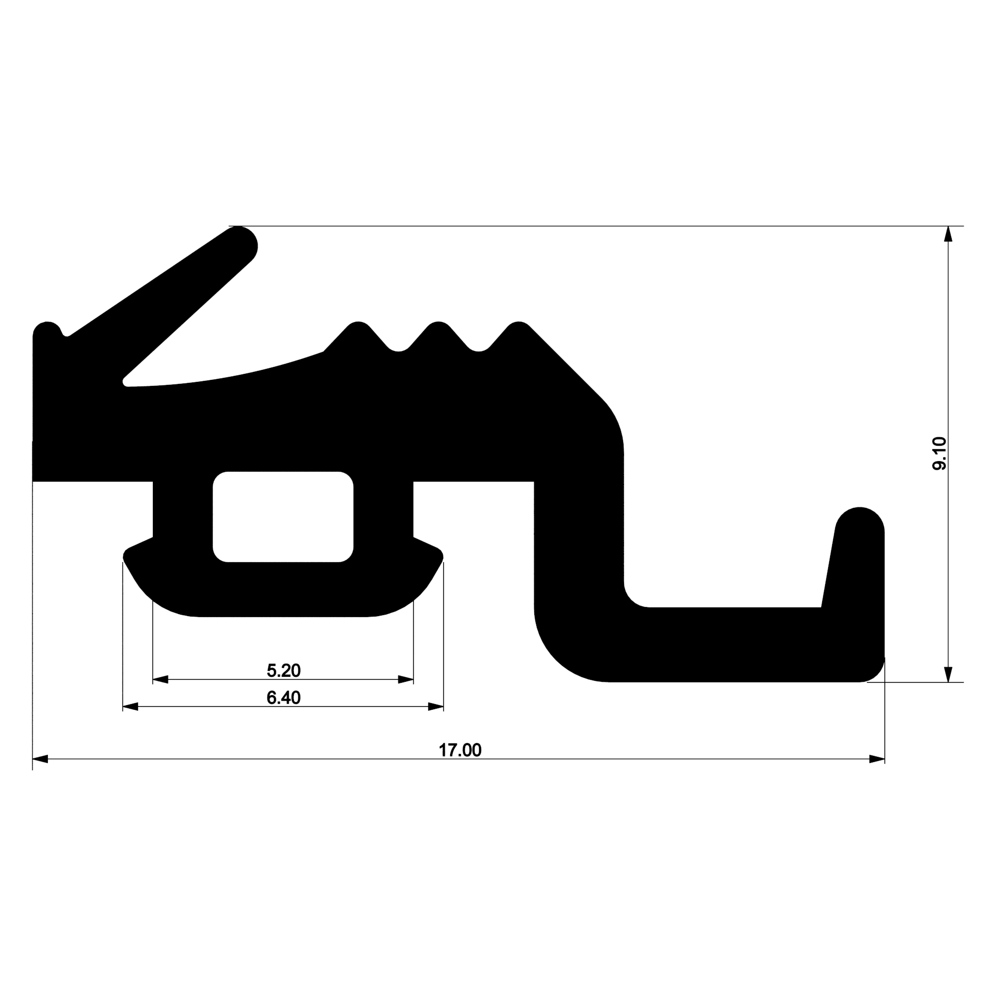 Уплотнитель для алюминиевых фасадов E02 047 03