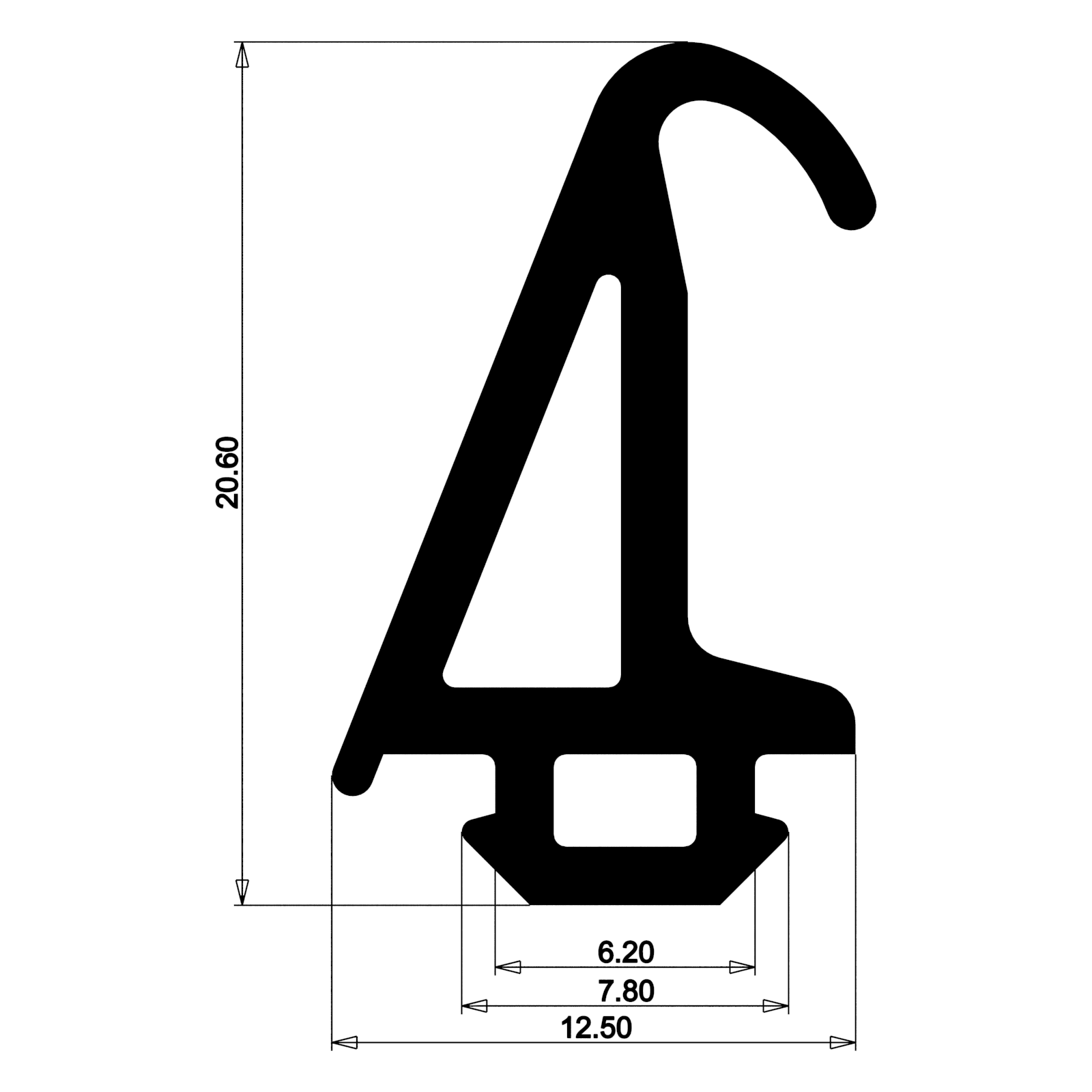 Уплотнитель для алюминиевых фасадов E03 010 03