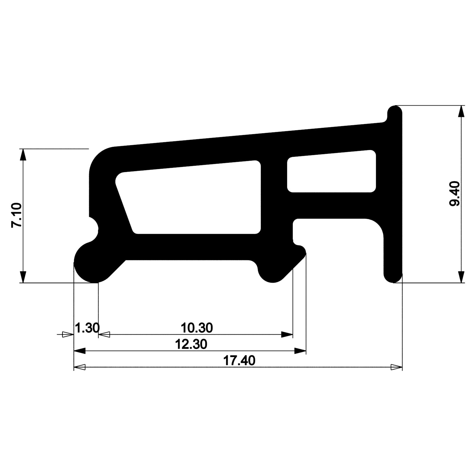 Уплотнитель для алюминиевых окон и дверей E04 013 03