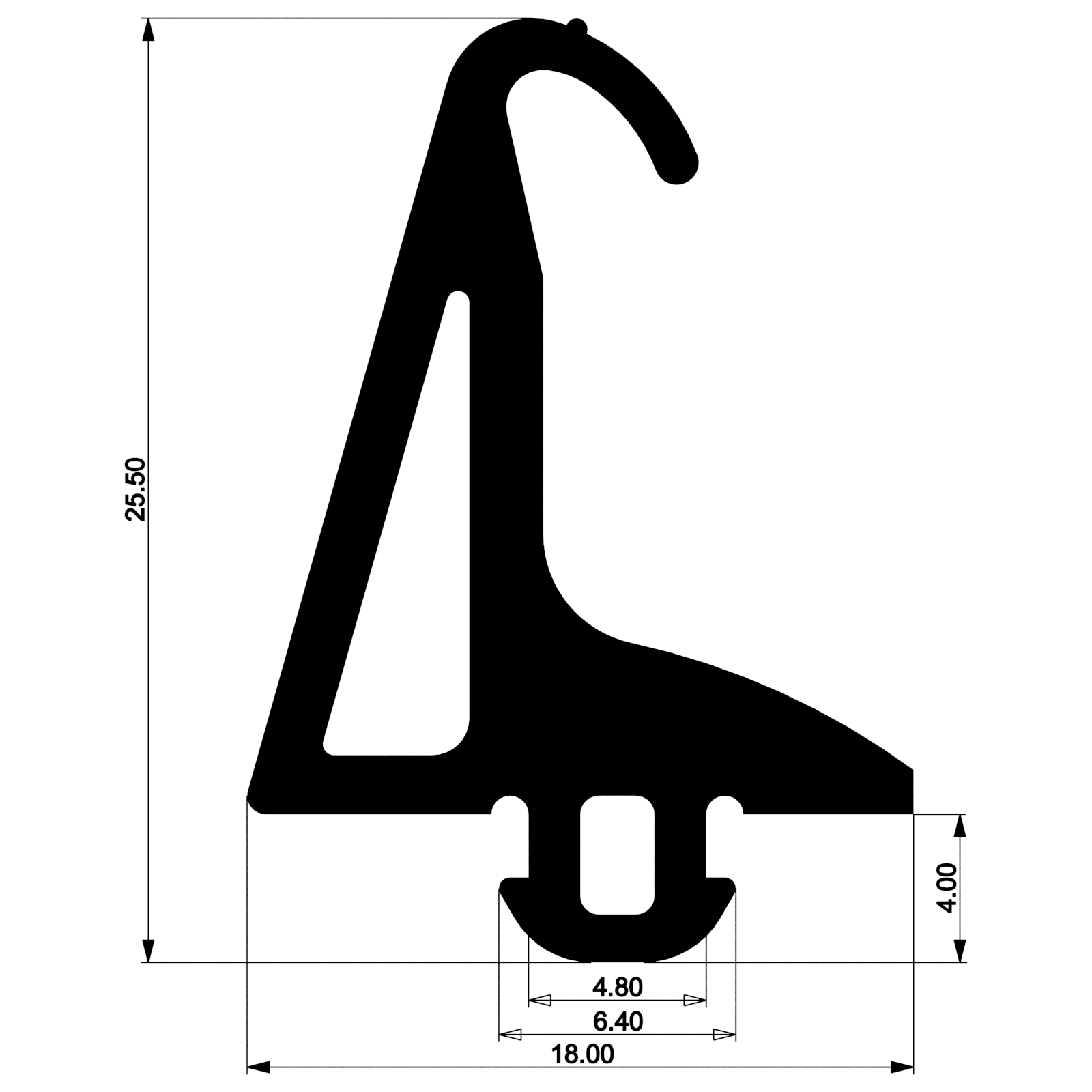 Уплотнитель для алюминиевых окон и дверей E04 019