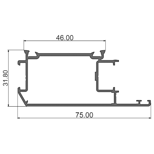 Алюминиевый профиль створки внутренний 315006 | Створка окна 75мм (фурн-й паз 16мм)