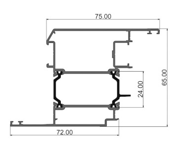 Створка окна 75мм (фурн-й паз 16мм) 315 С06