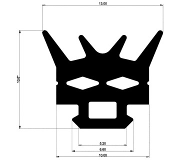 Уплотнитель для алюминиевых фасадов E02 026 03