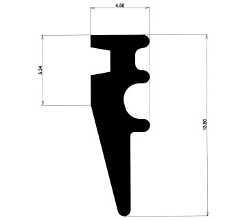 Уплотнитель открытый из ЕПДМ для пергородок - Луч для зазора 6,5мм | E01 013 03