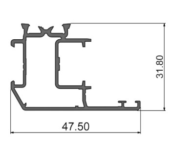 Алюминиевый профиль створки внутренний 315013 | Створка окна 47,5мм (фурн-й паз 16мм)