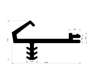 Уплотнитель для алюминиевых окон и дверей E00 016 03