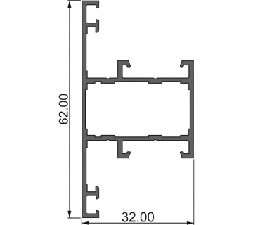 Алюминиевый профиль 390035 |  малый импост перегородки