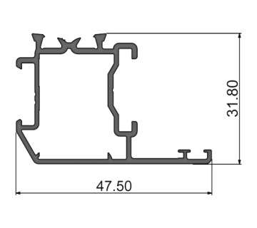 Алюминиевый профиль створки наружный 315014 | Створка окна 47,5мм (фурн-й паз 20мм)