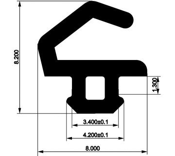 Уплотнитель для алюминиевых фасадов E00 008 03