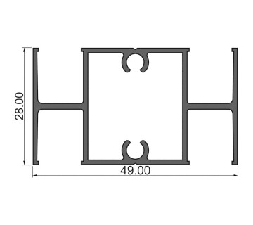 Алюминиевый профиль 390017 |  импост в полотно двери под жалюзи
