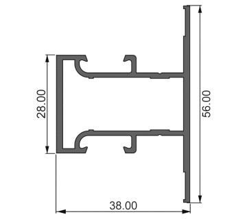 Алюминиевый профиль 390004 |  ригель 38мм