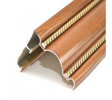 КАРНИЗ АЛЮМИНИЕВЫЙ ДВУХРЯДНЫЙ, ДЕКОР "ОРЕХ", ДВОЙНОЙ МОЛДИНГ 2 М 801035