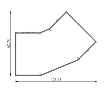 Алюминиевый профиль 382 003 | угловая стойка 45(135)º перегородки двойное остекление