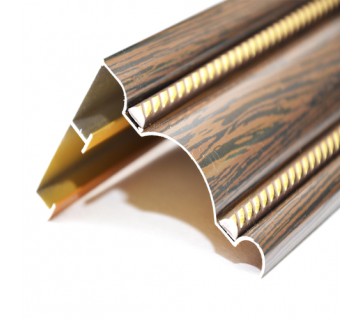 КАРНИЗ АЛЮМИНИЕВЫЙ ДВУХРЯДНЫЙ, ДЕКОР "ВЕНГЕ",  ДВОЙНОЙ МОЛДИНГ 2,5 М 801035