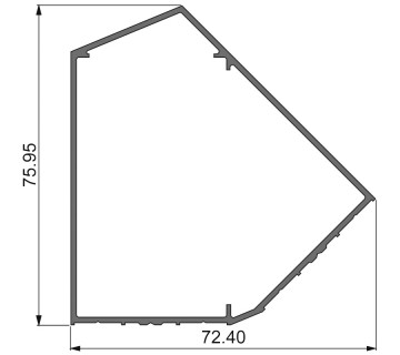 Алюминиевый профиль 381 009 | угловая стойка 45º перегородки одинарное остекление
