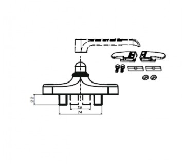 РУЧКА ПОВОРОТНАЯ СО СЪЕМНЫМИ ПОРУЧНЯМИ 1106.00