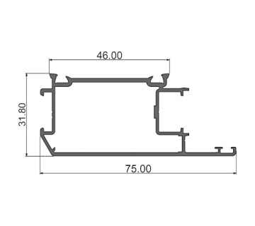 Алюминиевый профиль створки внутренний 315006 | Створка окна 75мм (фурн-й паз 16мм)