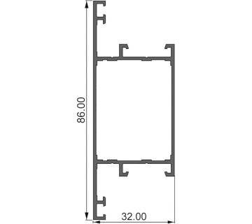Алюминиевый профиль 390032 |  большой импост перегородки